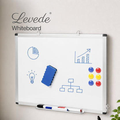 Levede Magnetic Whiteboard Adjustable Wall Mounted Dry Erase Office White