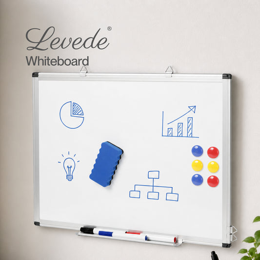 Levede Magnetic Whiteboard Adjustable Wall Mounted Dry Erase Office White