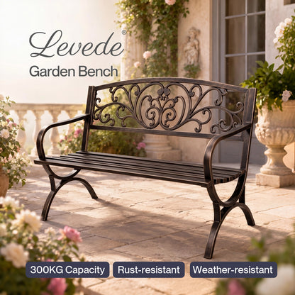 Levede Garden Bench Butterfly Cast Iron Outdoor Bench 300kg Metal Bronze