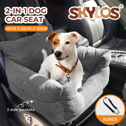 Skylos Pet Car Booster Seat Dog Protector Portable Bed Removable Dark Grey M