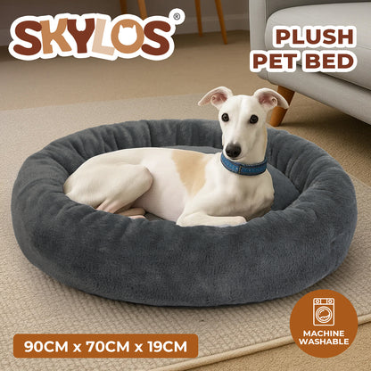 Skylos Dog Calming Donut Bed Cushion Large Pet Cat Mattress Washable Soft Plush