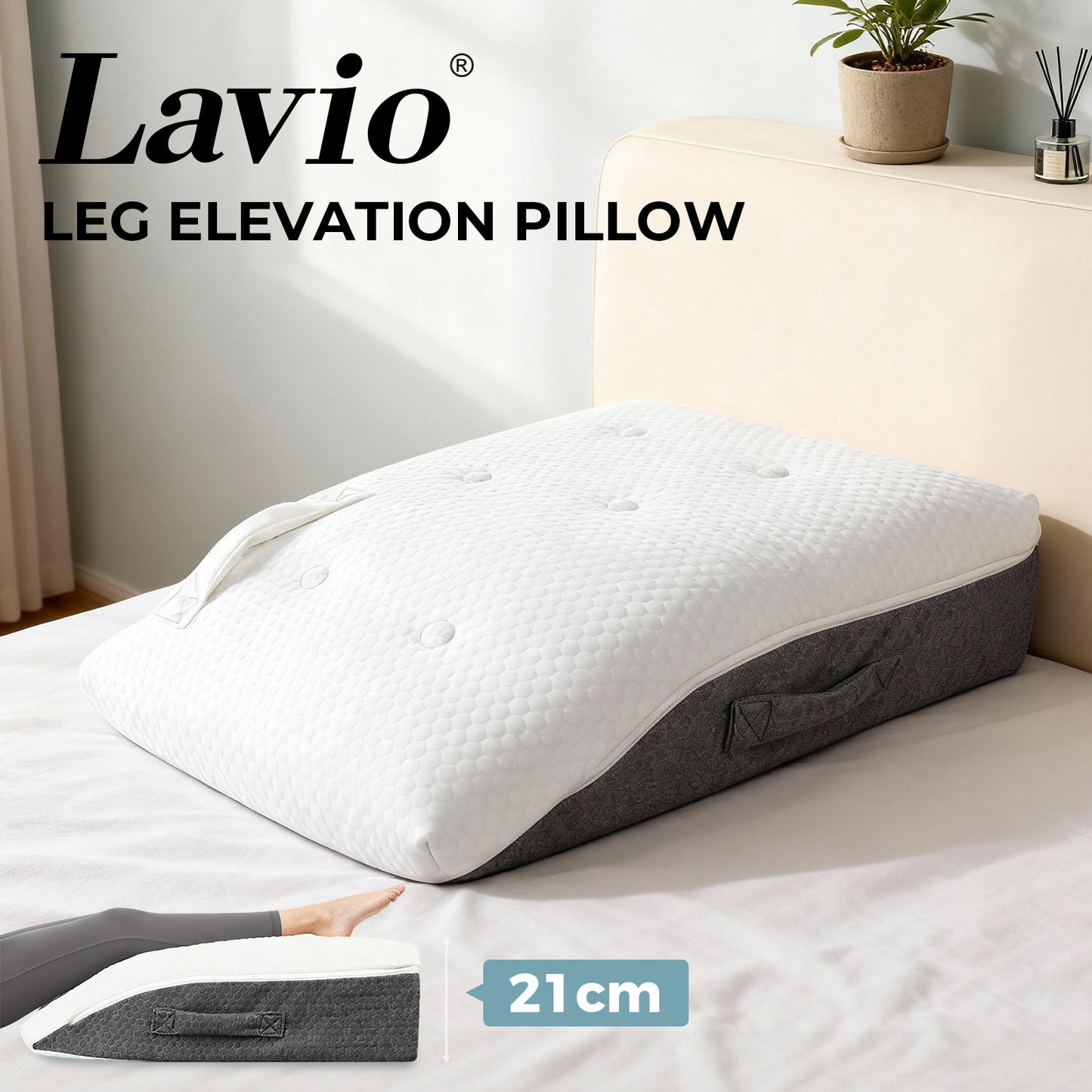 Lavio Leg Elevation Pillow Wedge Momory Foam For Knee Hip Lower Back Pain Relief
