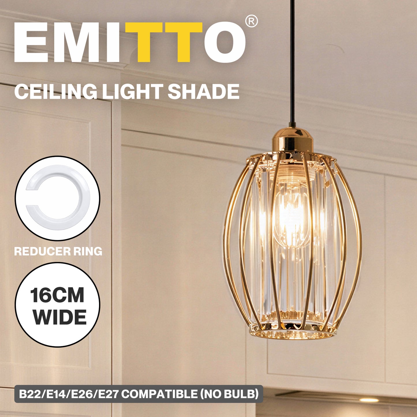 Emitto Crystal Ceiling Light Shade Pendant Lamp Shade Table Floor Lamps Gold
