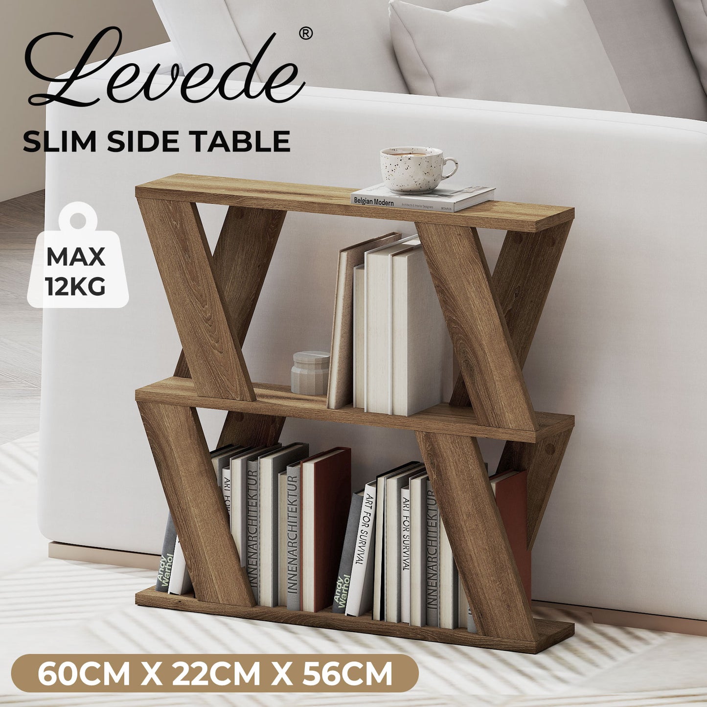 Levede 22cm Slim Side Table Narrow Sofa End Table for Living Room Small Spaces