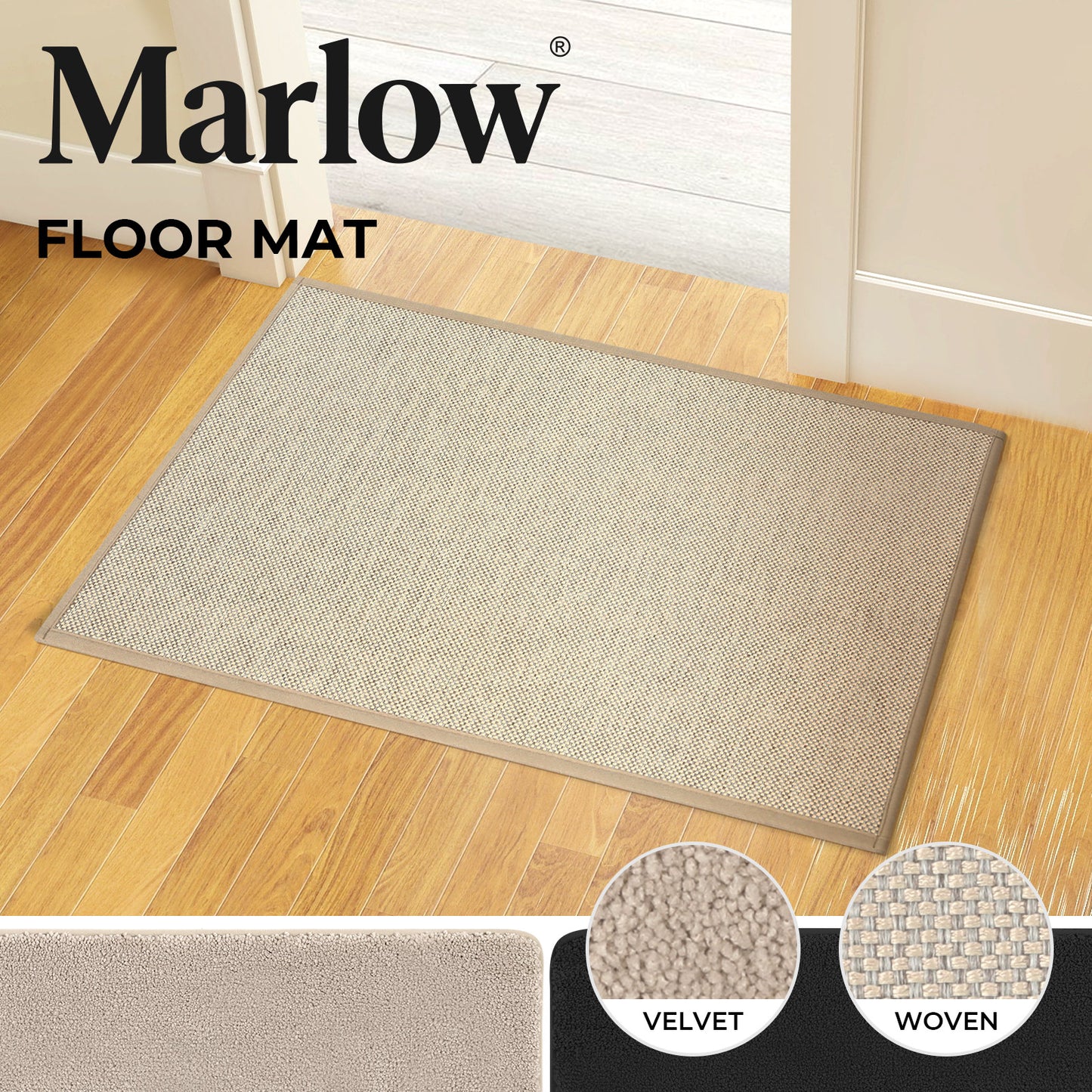 Marlow Heavy Duty Non-Slip Door Mat Entryway Bathroom Kitchen Floor Rug Washable