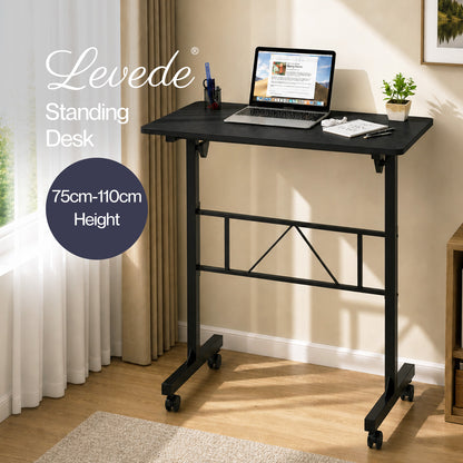 Levede Standing Desk Small Adjustable Height Folding Office 50kg Load Black