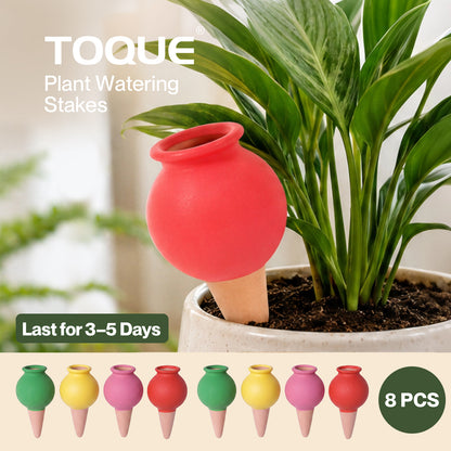 TOQUE 8 Pack Terracotta Self Watering Spikes Plant Automatic Watering Globes