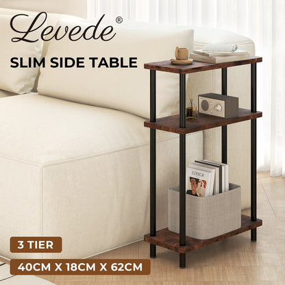 Levede Slim Side Table 3 Tier Narrow Sofa End Table Bedside Storage Stand