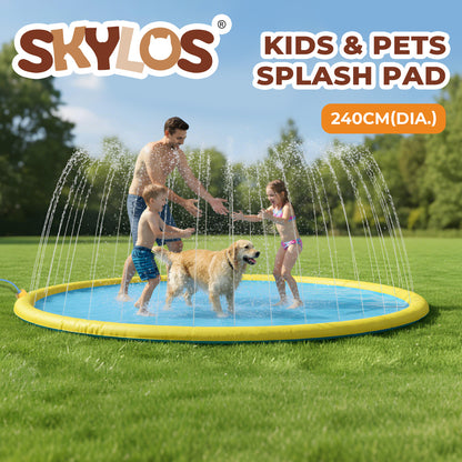 Skylos Splash Pad Inflatable Pool Kids Dog Sprinkler Water Play Mat Outdoor