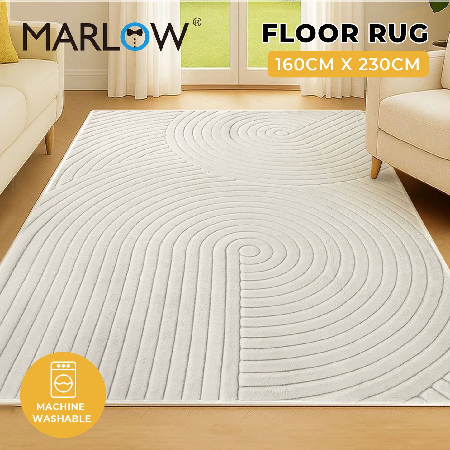 Marlow Large Area Rug for Living Room Floor Carpet Rug Runner Washable Non Slip