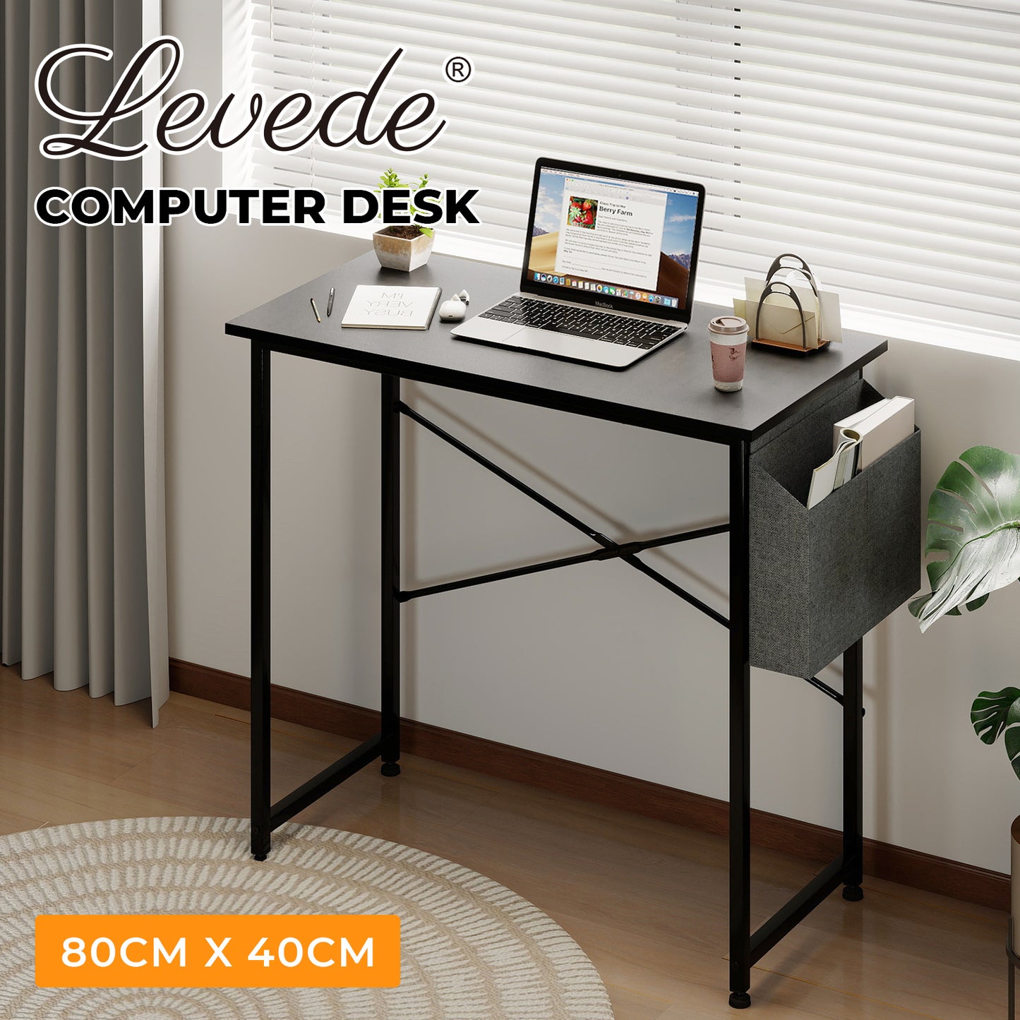 Levede PC Desk Laptop Study Table with Storage Bag for Home Office Workstation