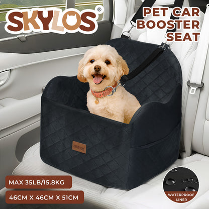 Skylos Dog Booster Car Seat for Small to Medium Pets up to 35 lbs Portable Black