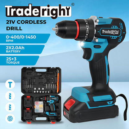 Traderight 96 in 1 Cordless Electric Drill Set Driver Screwdriver Rechargeable