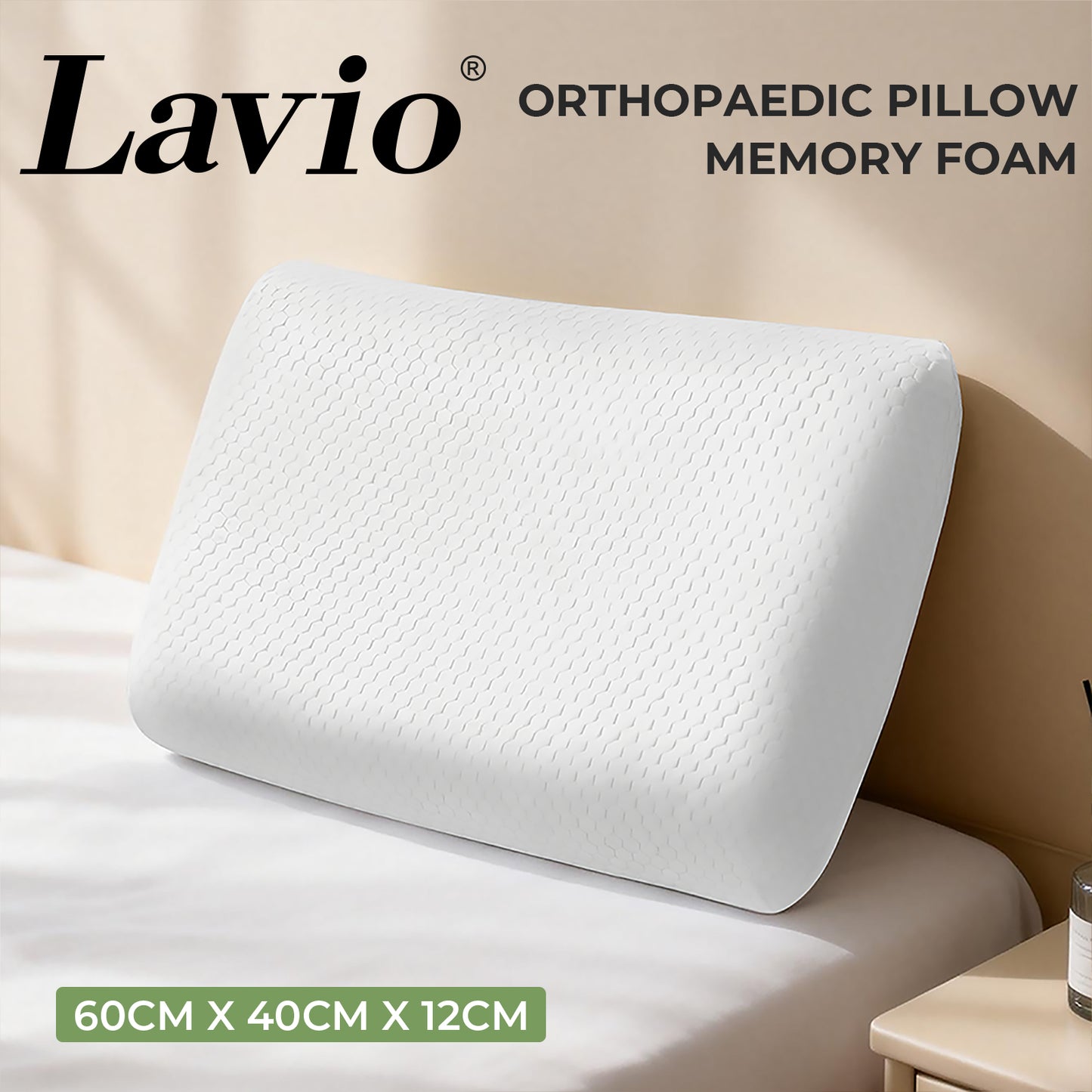 Lavio Contour Pillow Memory Foam for Neck Support Pressure Relief Hypoallergenic