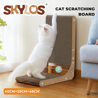 Skylos 48cm High L Shaped Cat Scratching Board with Ball Toy Wall Furniture
