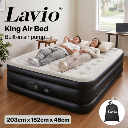 Lavio King Size Air Mattress Built in Pump High Raised Inflatable Bed Waterproof