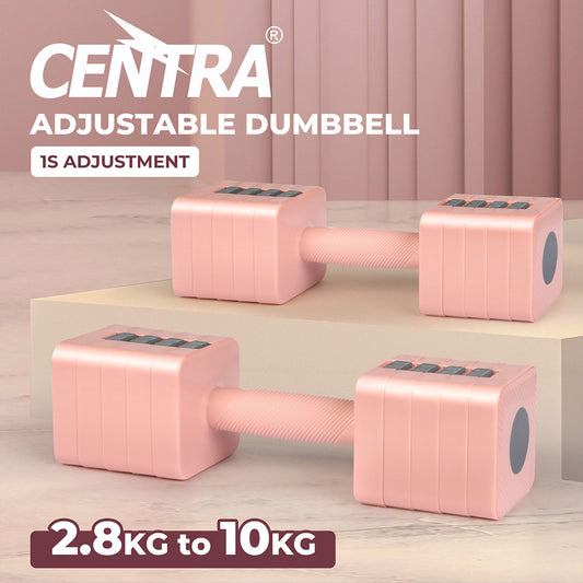 Centra Pair Adjustable Dumbbells Set 2.8KG-10KG Metal Weight Block Home Gym Pink