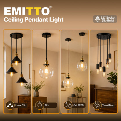 Emitto Pendant Light Modern Hanging Lamp Vintage Industrial E27 Ceiling Light