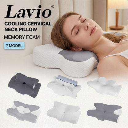 Lavio Ergonomic Neck Pillow Memory Foam Cool Adjustable Breathable Pain Relief