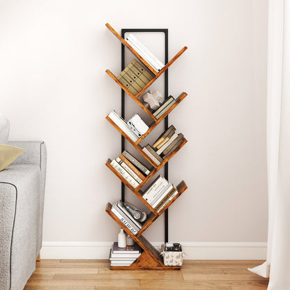 Levede 9 Tier Bookshelf Display Bookcase Tree Shaped Wooden Storage Rack Shelves