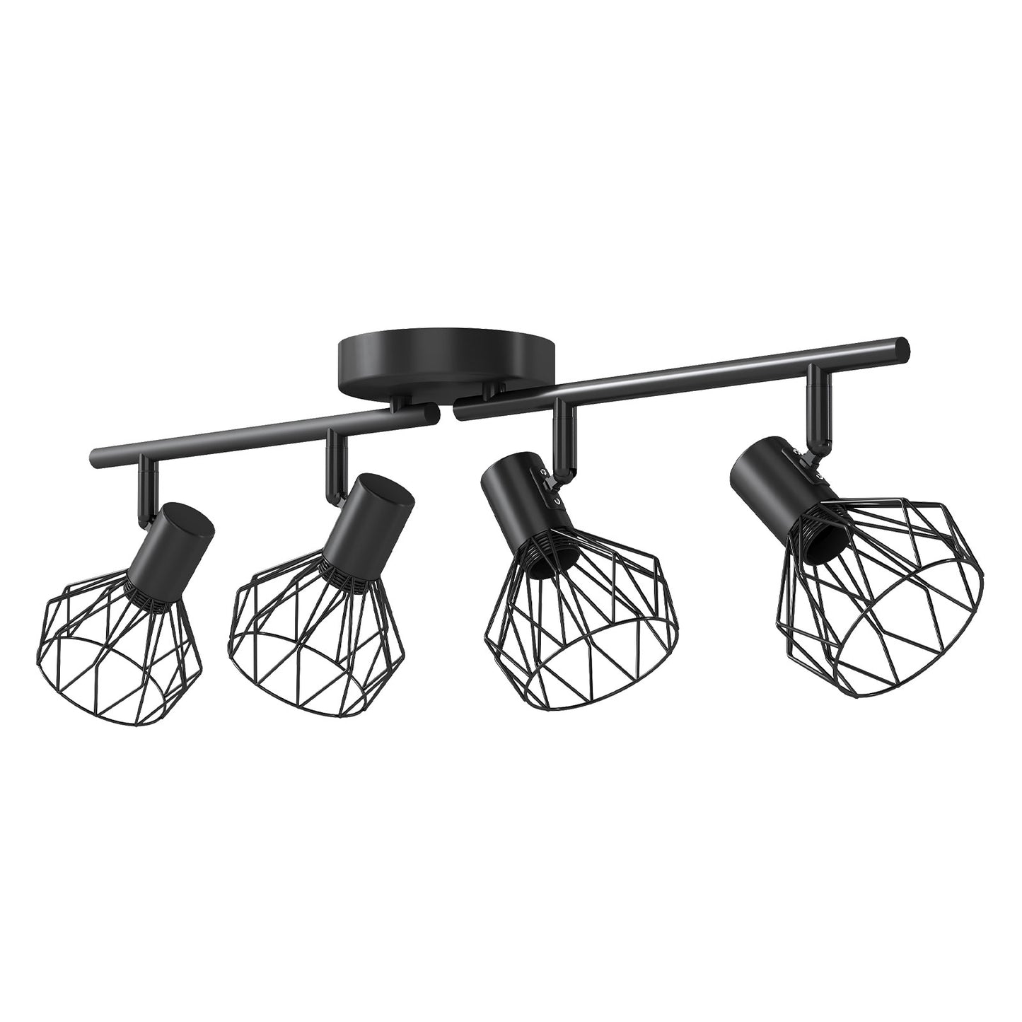 EMITTO LED Spot Ceiling Light 4-Way Adjustable Vintage Black Metal E14 Fixture