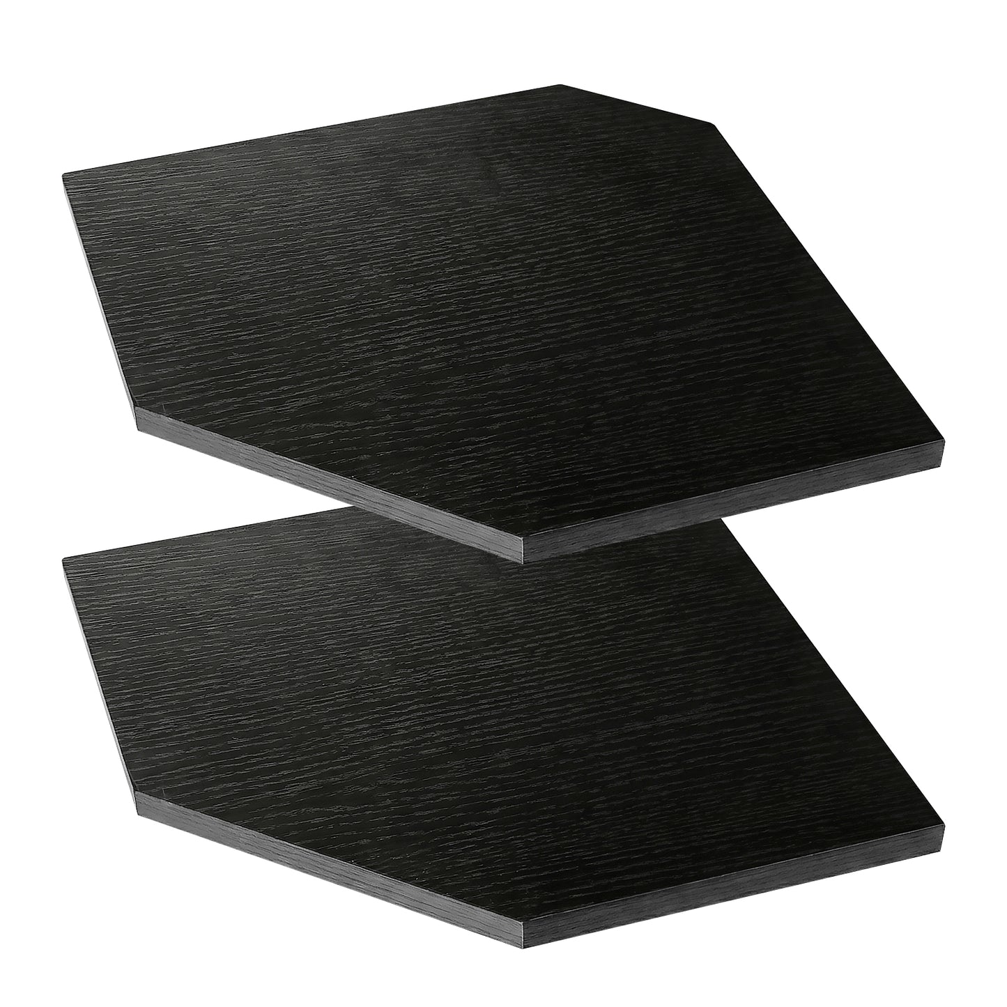 Levede 2 Pack Floating Corner Shelves Cable Cut-Out Wall Mounted Storage Black
