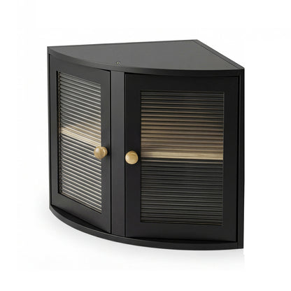 Bread Bin  Corner Bread Bin for Kitchen  Double-Layer Bamboo Box  Black