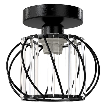 Emitto Crystal Ceiling Light Semi Flush Mount Chandelier Modern Hallway Black