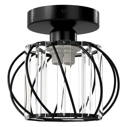Emitto Crystal Ceiling Light Semi Flush Mount Chandelier Modern Hallway Black