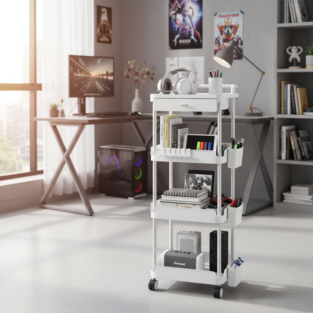 Levede 4 Tier Storage Trolley Cart on Wheels Kitchen Laundry Narrow Space Rack