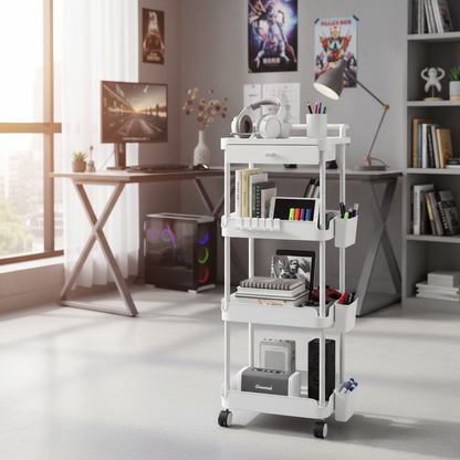Levede 4 Tier Storage Trolley Cart on Wheels Kitchen Laundry Narrow Space Rack
