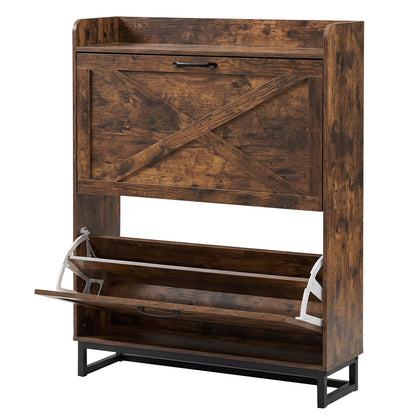 Levede Slim Shoe Cabinet Hallway Flip Shoe Storage Unit with Adjustable Shelves