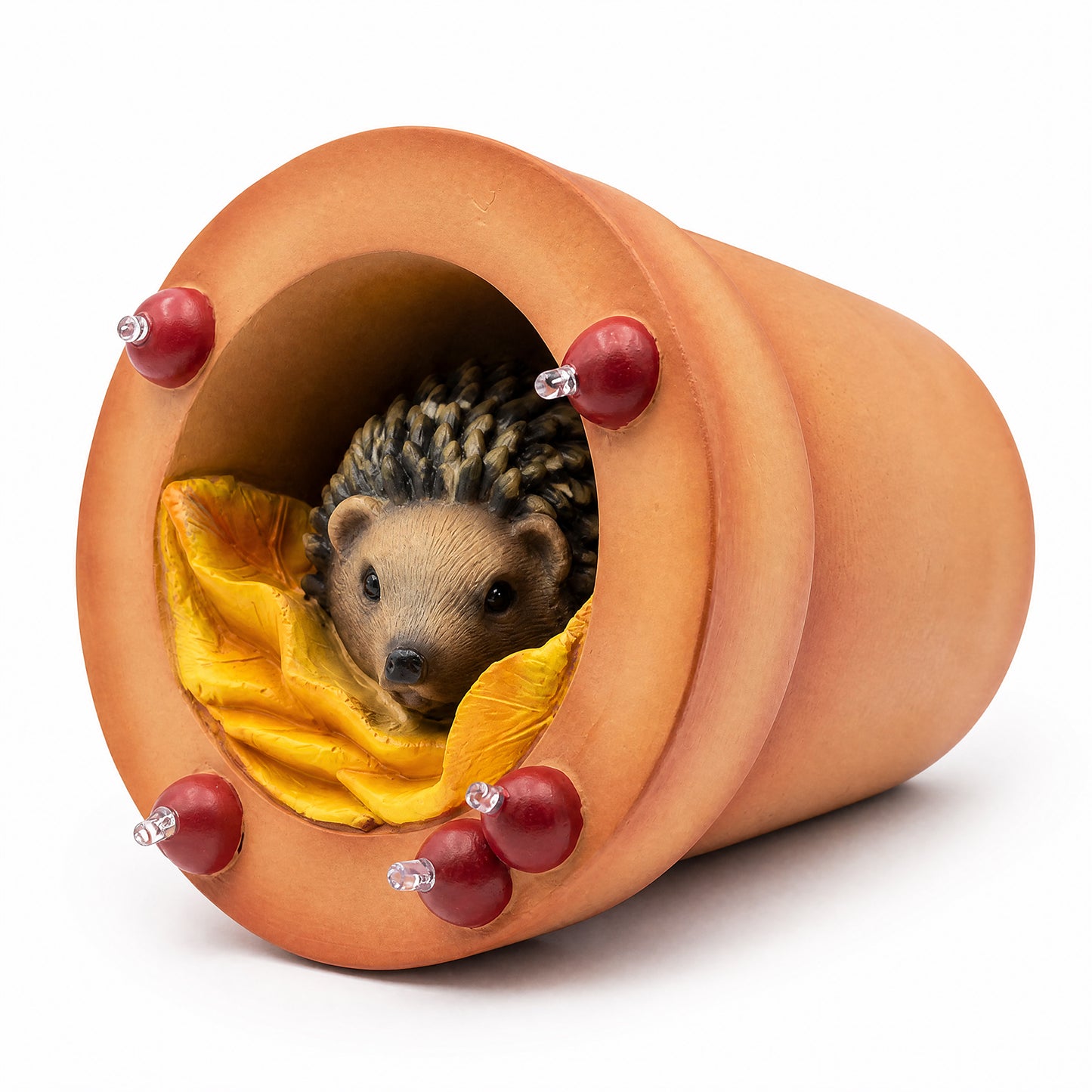 Emitto Garden Ornaments Solar Hedgehog Statue LED Outdoor Decor Patio Brown