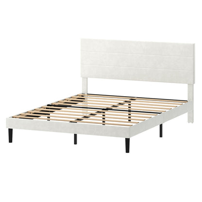 Levede Bed Frame Velvet Upholstered Platform Adjustable Headboard Double King