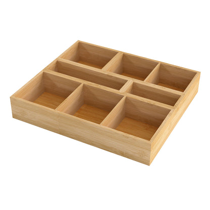 Toque 5 Pcs Bamboo Drawer Organizer Multi-Use Storage Box with Removable Divider