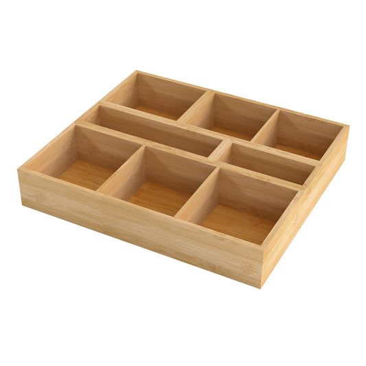 Toque 5 Pcs Bamboo Drawer Organizer Multi-Use Storage Box with Removable Divider