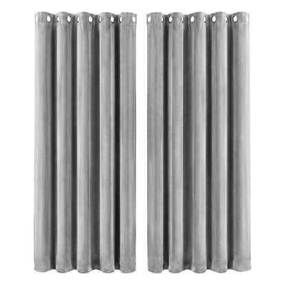 Marlow Thick Thermal Blackout Curtains Velvet 66x90 Inch Eyelet Ring Top Grey