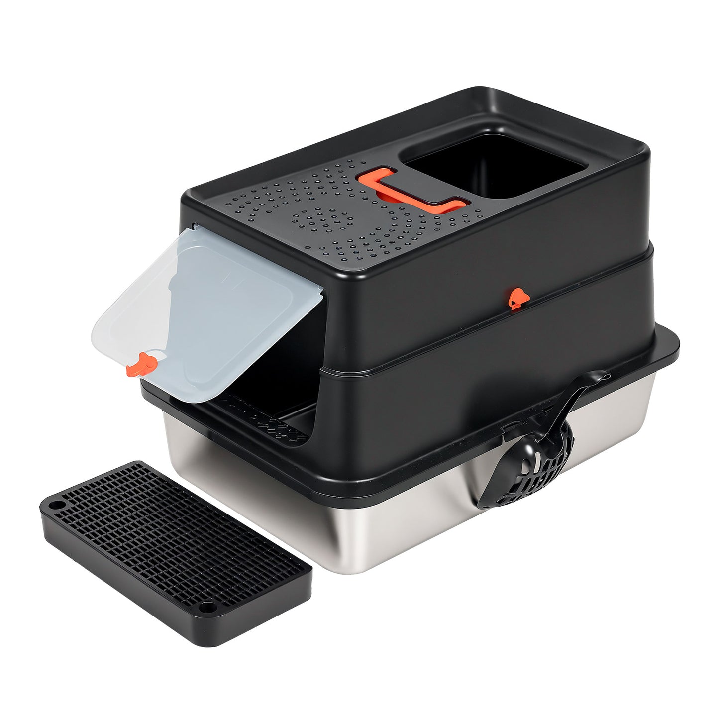 Skylos Cat Litter Box Enclosed Stainless Steel Anti-Splash Toilet Tray Foldable