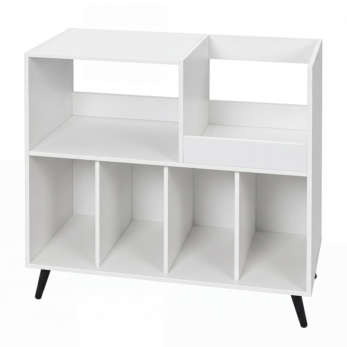 Levede Record Player Stand 300+ Album Storage Turntable Cabinet Rubber Wood White