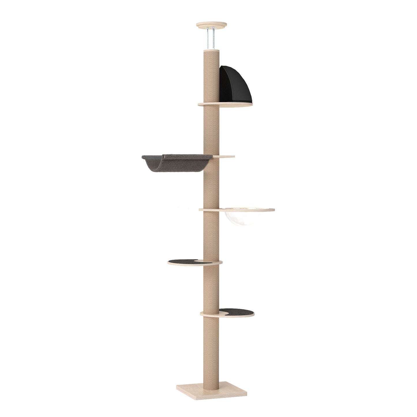 Skylos Floor to Ceiling Cat Tree Adjustable Height 206-300cm 6-Tier Cat Tower