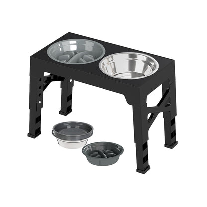 Skylos Elevated Pet Feeder Raised Dog Food Water Feeding Bowl Adjustable Folding