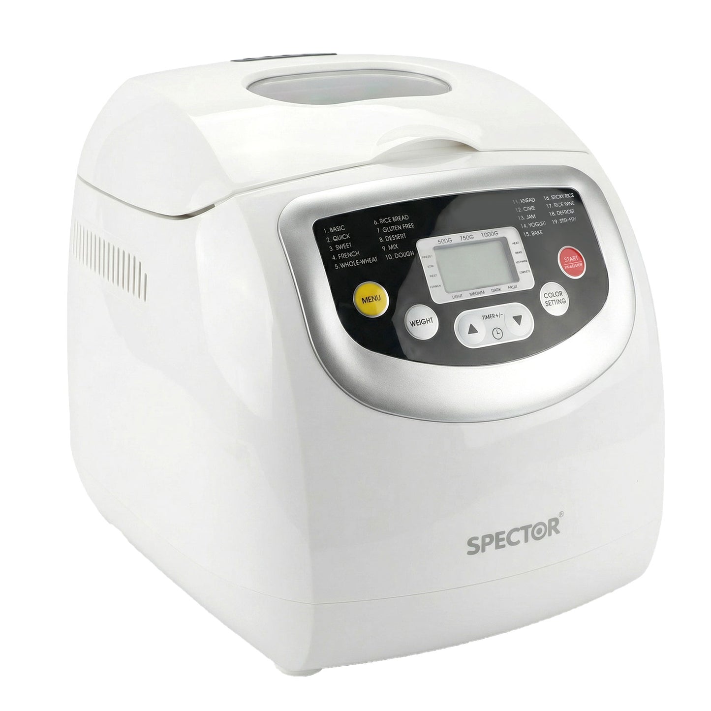 Spector Bread Maker 2lb Loaf Machine with 19 Programmer Timer 3 Crust Non-Stick