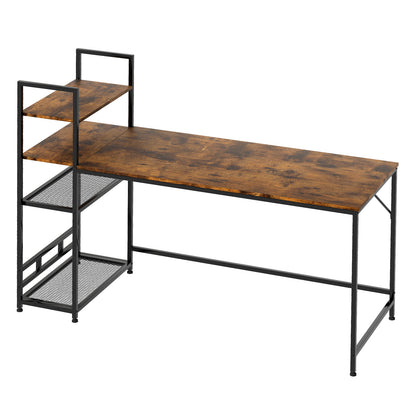Levede Computer Desk L Shaped Corner Office Table Home Storage Shelves Drawers