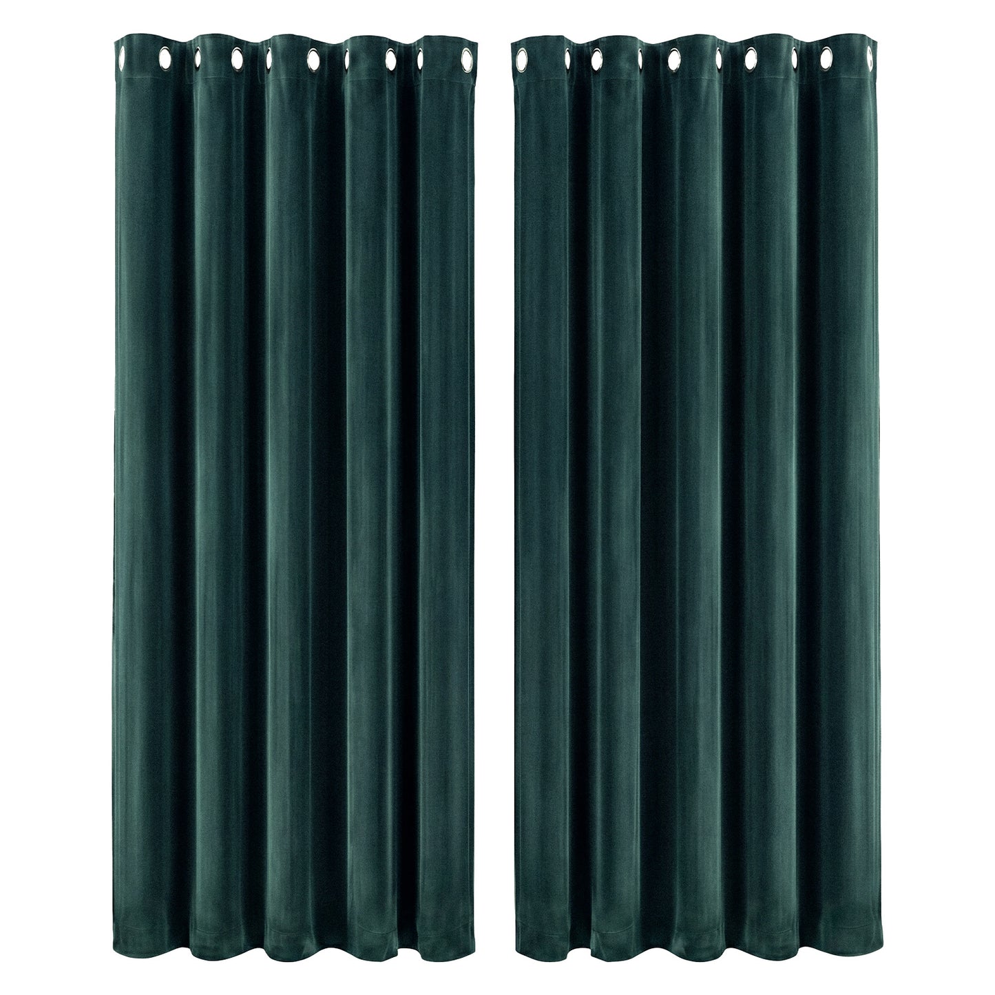 Marlow Thick Thermal Blackout Curtains Velvet 66x72 Inch Eyelet Ring Top Green