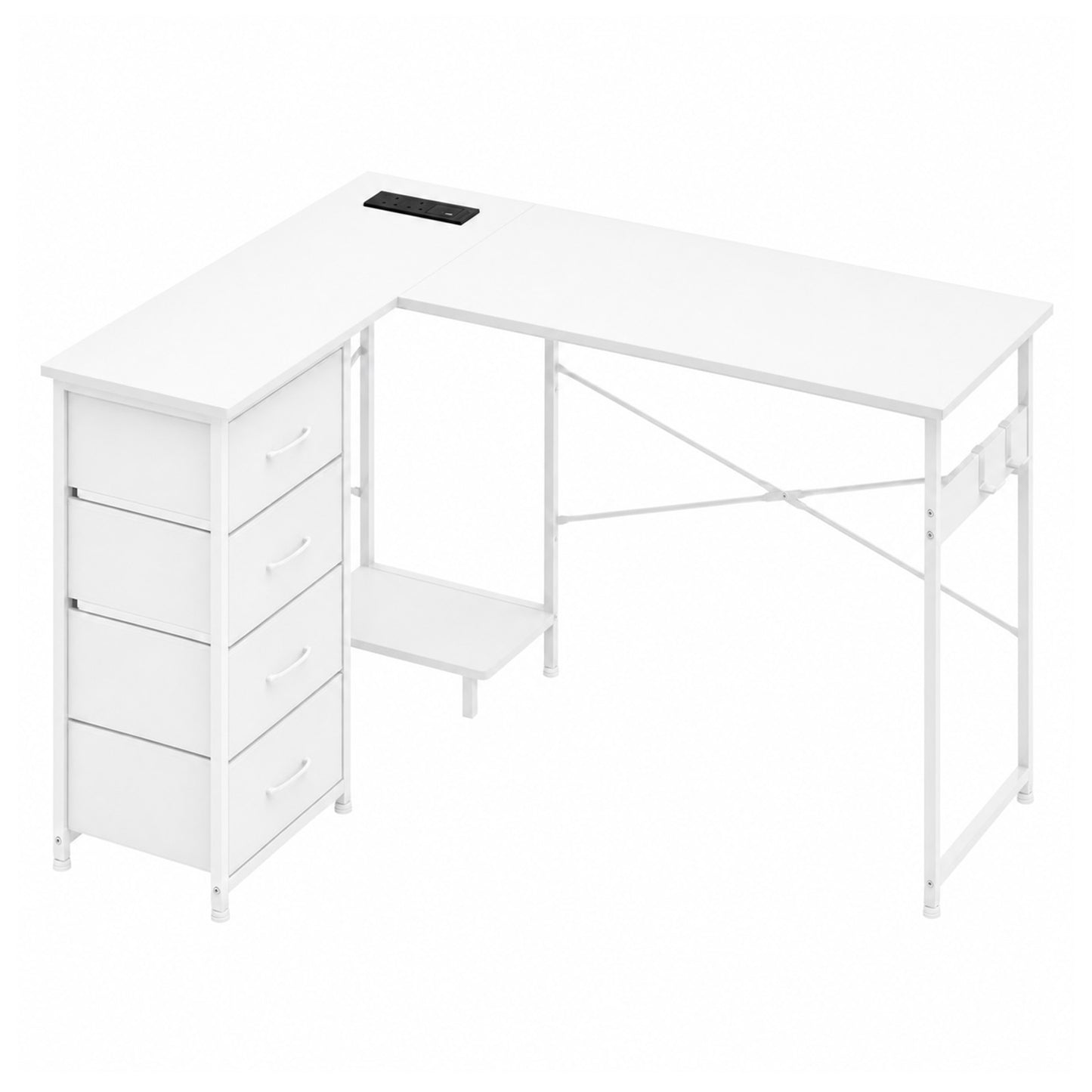 Levede L-shaped Office Desk Corner Computer Table with Storage USB Power Charging