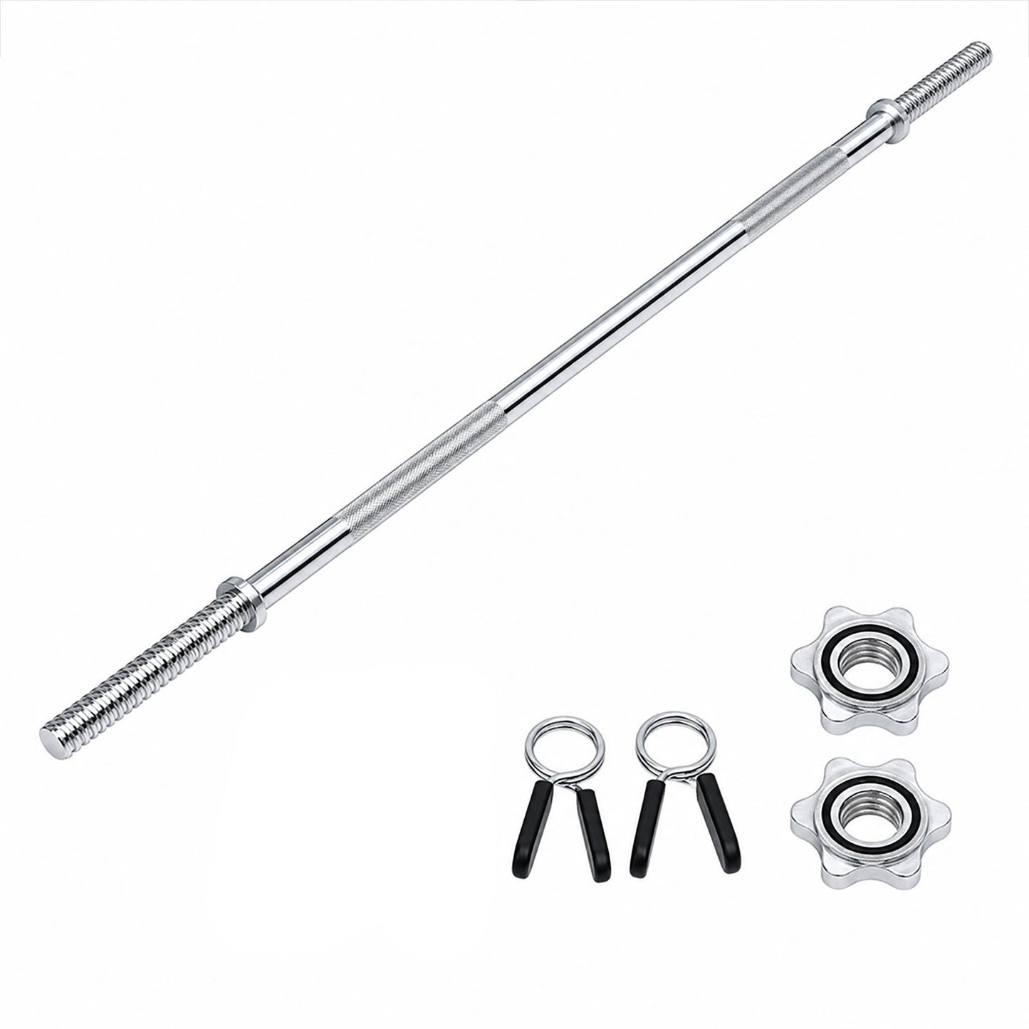 Centra 2'' Olympic Barbell Bar 5ft Weight Lifting Gym Training Bar Spring Clips