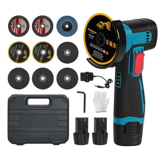 Traderight Mini Cordless Angle Grinder 2 Battery Charger Polishing Cutting 12V