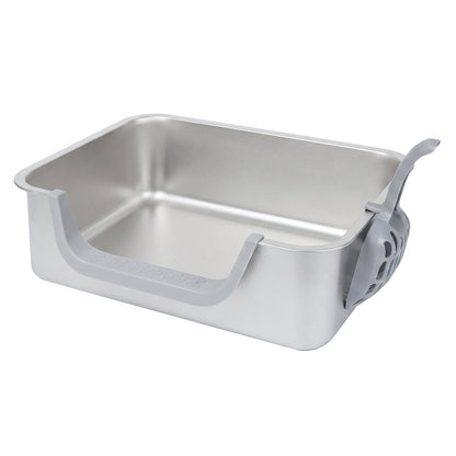 Skylos Cat Litter Tray Stainless Steel 7.5cm Low Entry High Sides 201 Steel
