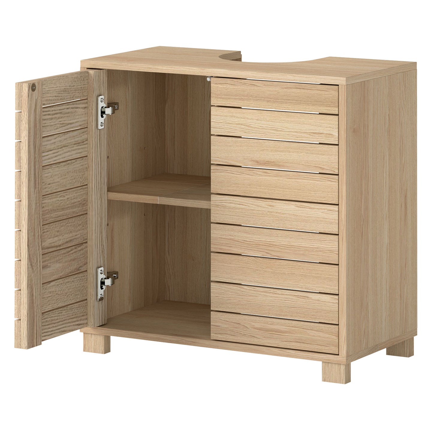 Levede Bathroom Under Sink Cabinet Basin Storage Cupboard 2 Door Oak Vanity Unit