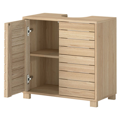 Levede Bathroom Under Sink Cabinet Basin Storage Cupboard 2 Door Oak Vanity Unit
